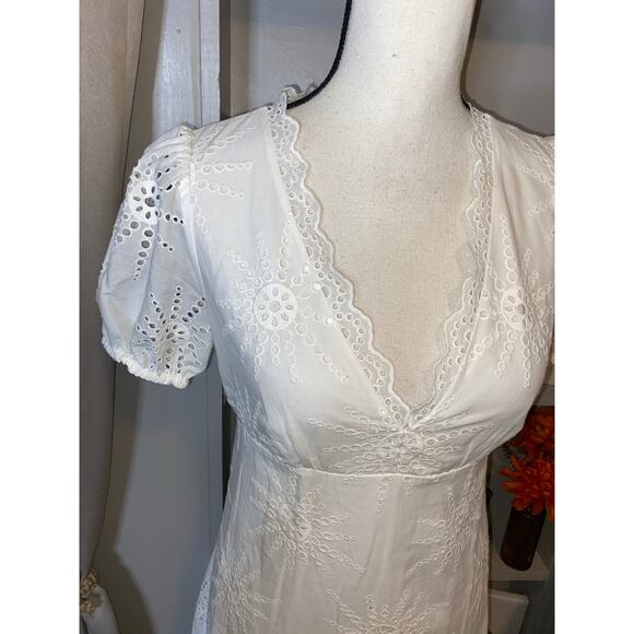 Kate Spade 100% Cotton Eyelet Lace Lined size 4 Back Zip Dress GUC Lace Sleeves - Picture 7 of 12